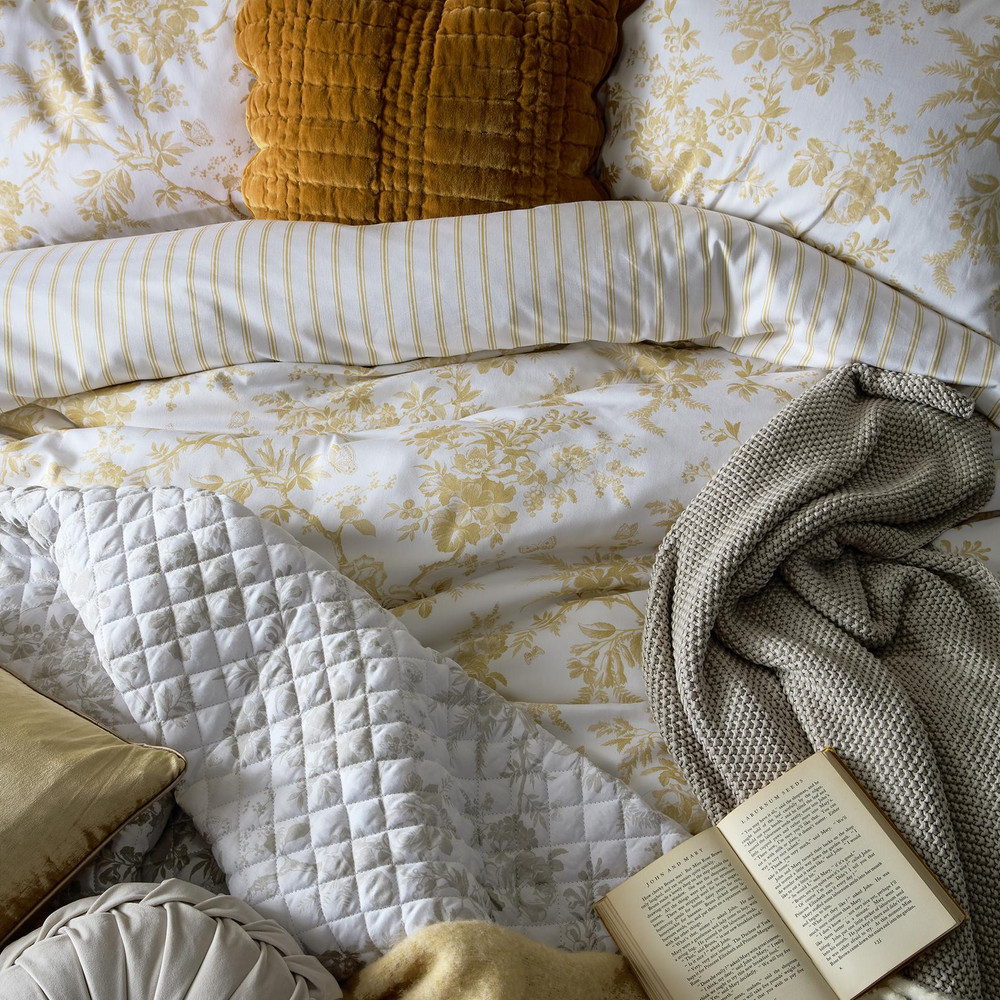 Walled Garden Ochre Yellow Duvet Cover Set - LAWALL02DQ_CAMEO_WALLED_GARDEN_OCHRE_YELLOW_DOUBLE_DUVET_COVER_01.jpg