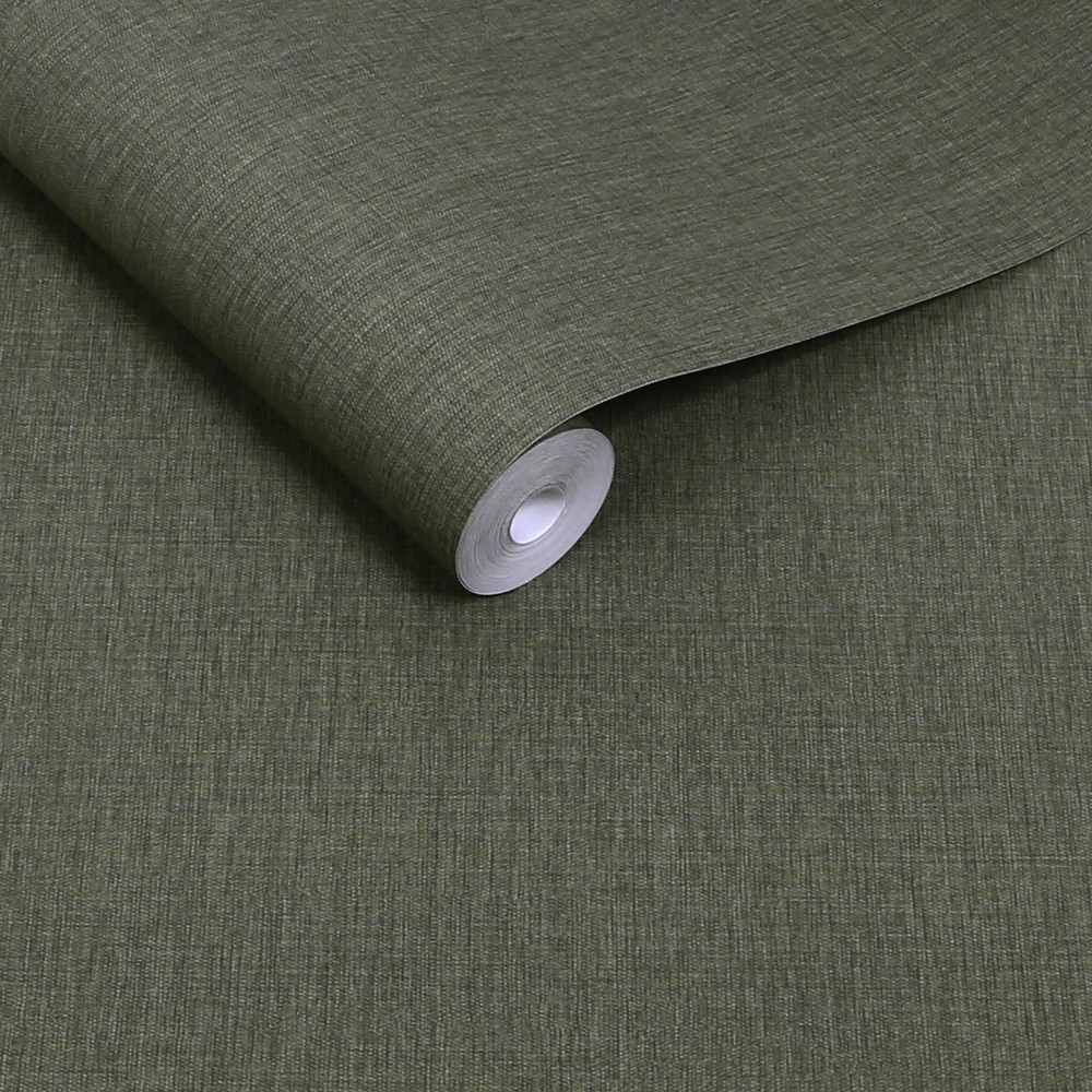 Next Deep Green Linen Look Wallpaper - 145637_ROLLSHOT_DEEP GREEN LINEN LOOK_01.jpg