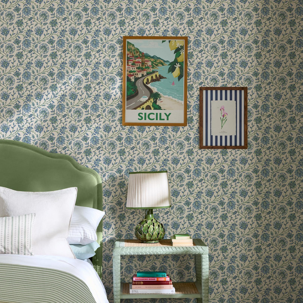 Joules Trailing Indienne Floral Blue & Green Wallpaper - 145394_ROOMSET_TRAILING INDIENNE FLORAL BLUE AND GREEN_01.jpg