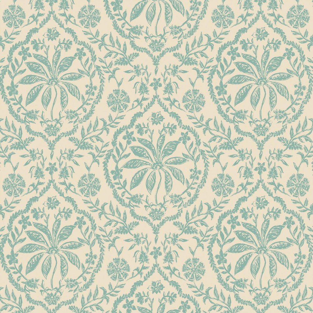 Joules Indienne Palm Cream & Duck Egg Blue Wallpaper - 145395_TILE_INDIENNE PALM CREAM AND DUCK EGG BLUE_01.jpg