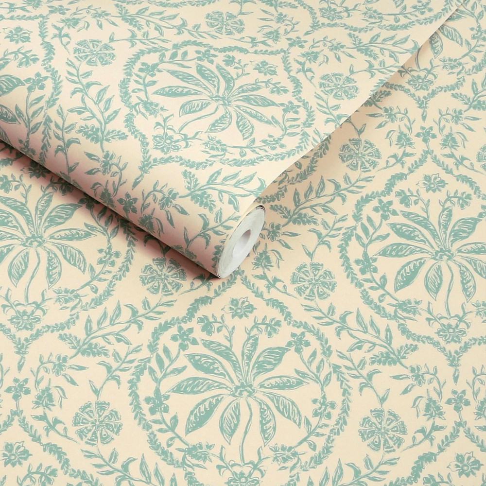 Joules Indienne Palm Cream & Duck Egg Blue Wallpaper - 145395_ROLLSHOT_INDIENNE PALM CREAM AND DUCK EGG BLUE_01.jpg