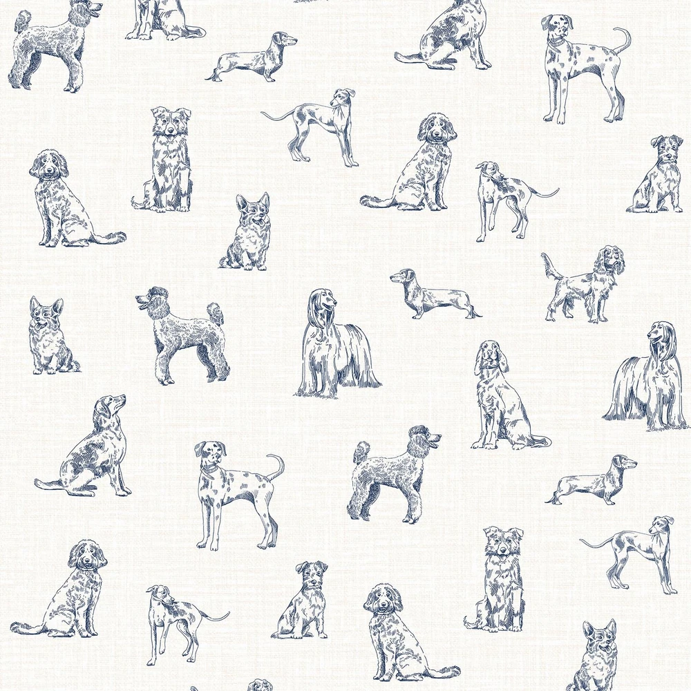 Joules Sketched Dogs Cream & Blue Wallpaper - 145388_TILE_SKETCHED DOGS_01.jpg