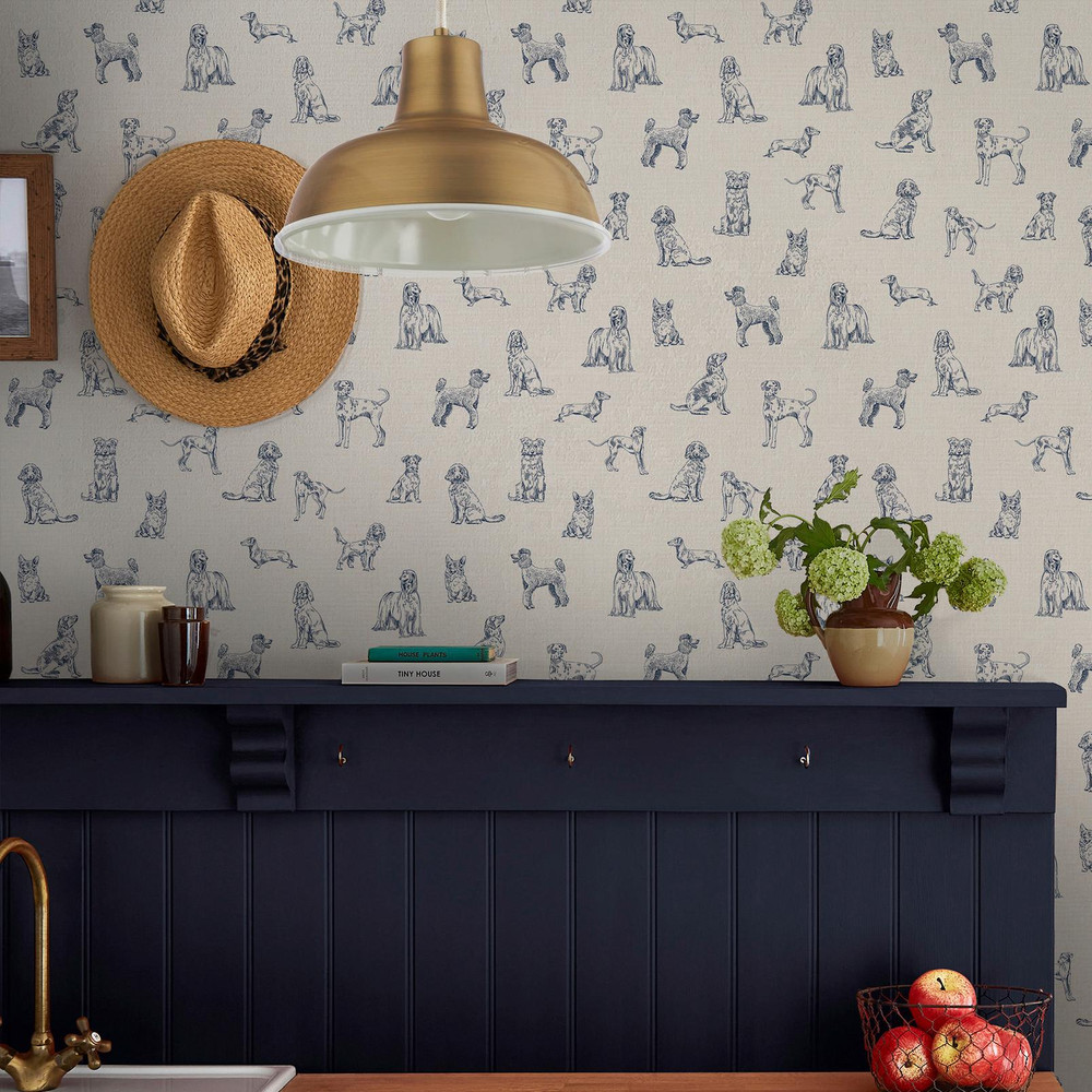 Joules Sketched Dogs Cream & Blue Wallpaper - 145388_ROOMSET_SKETCHED DOGS_01.jpg