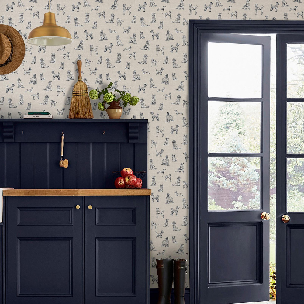 Joules Sketched Dogs Cream & Blue Wallpaper - 145388_ROOMSET_SKETCHED DOGS_02.jpg