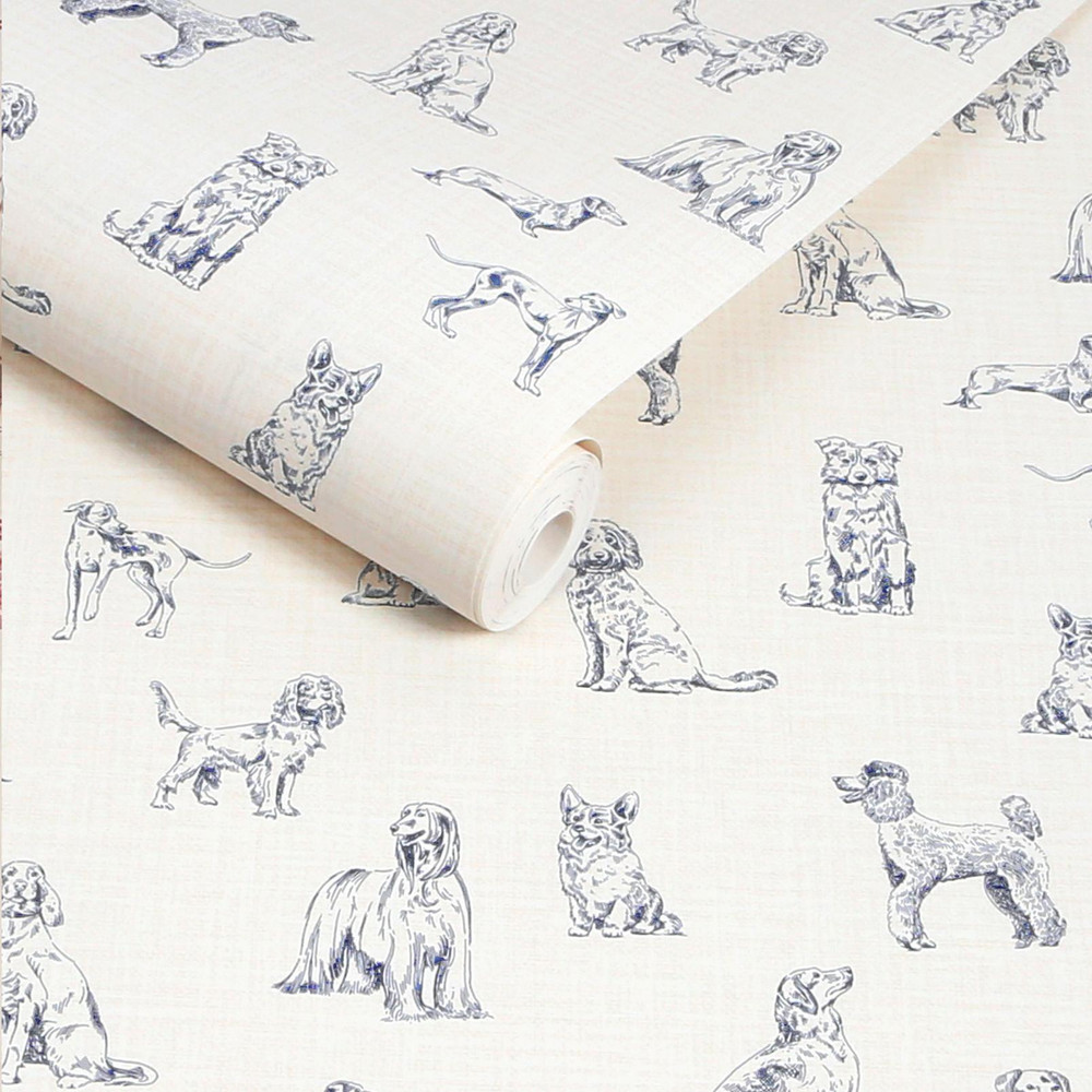 Joules Sketched Dogs Cream & Blue Wallpaper - 145388_ROLLSHOT_SKETCHED DOGS_01.jpg