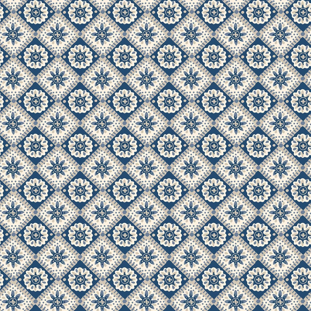 Joules Meadow Geo Navy & Cream Wallpaper - 145387_TILE_MEADOW GEO NAVY AND CREAM_01.jpg