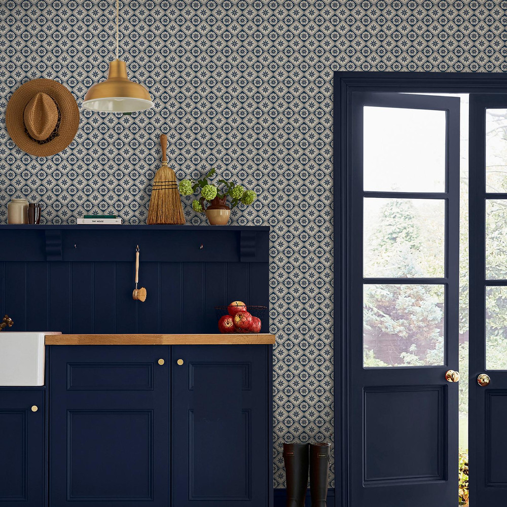 Joules Meadow Geo Navy & Cream Wallpaper - 145387_ROOMSET_MEADOW GEO NAVY AND CREAM_01.jpg