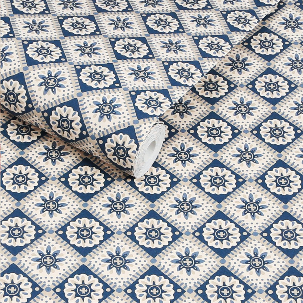 Joules Meadow Geo Navy & Cream Wallpaper - 145387_ROLLSHOT_MEADOW GEO NAVY & CREAM_01.jpg