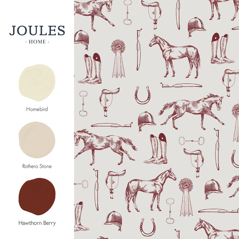 Joules Sketched Equestrian Cream & Burgundy Wallpaper - 145385_FLATLAY_SKETCHED EQUESTRIAN CREAM AND BURGUNDY_01.jpg