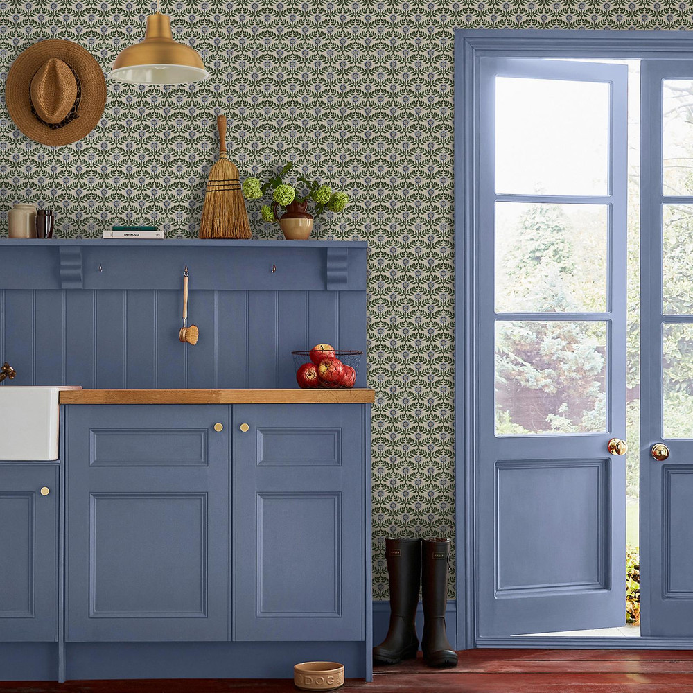 Joules Stately Floral Green & Blue Wallpaper - 145390_ROOMSET_STATELY FLORAL GREEN AND BLUE_01.jpg