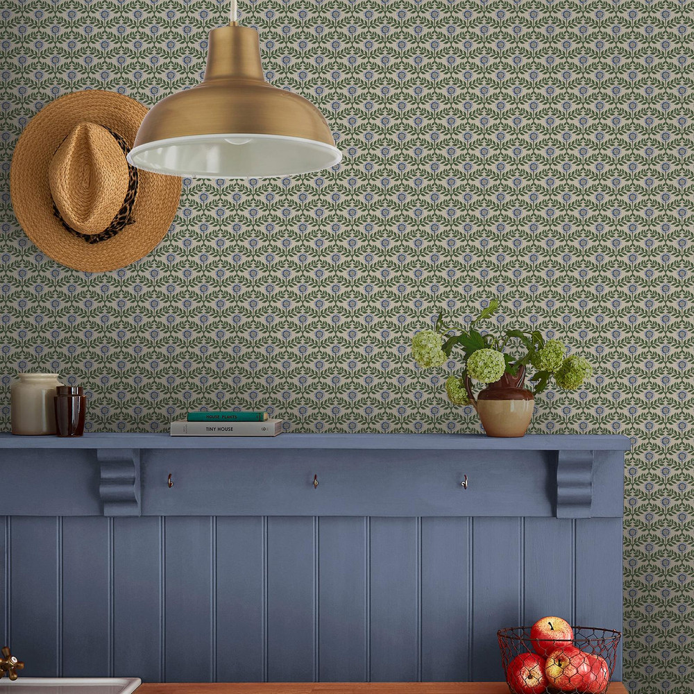 Joules Stately Floral Green & Blue Wallpaper - 145390_ROOMSET_STATELY FLORAL GREEN AND BLUE_02.jpg