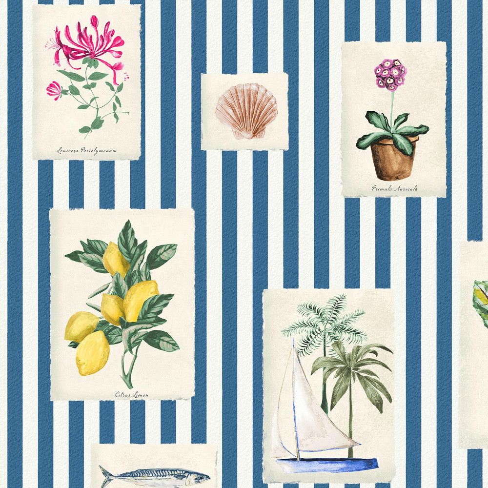 Joules Gallery Wall Stripe Blue Wallpaper - 145389_TILE_GALLERY WALL STRIPE BLUE_01.jpg
