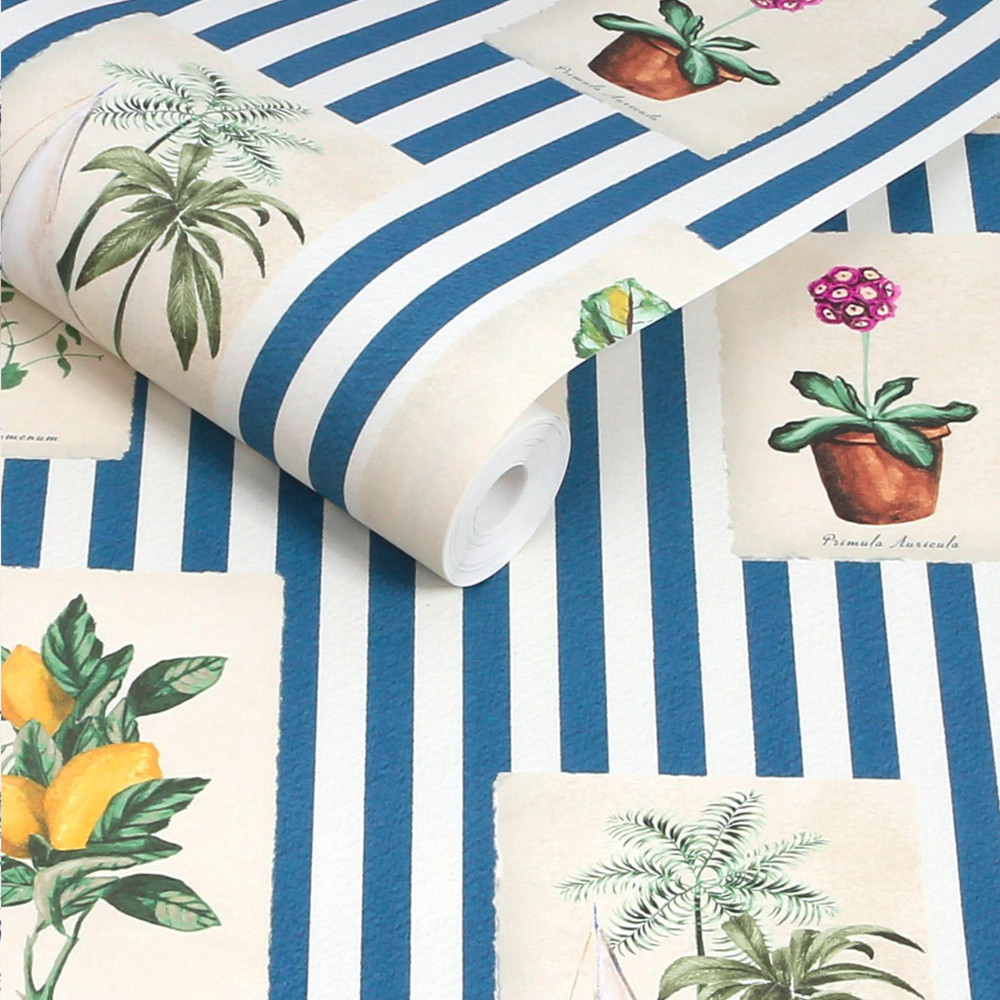 Joules Gallery Wall Stripe Blue Wallpaper - 145389_ROLLSHOT_GALLERY WALL STRIPE BLUE_01.jpg