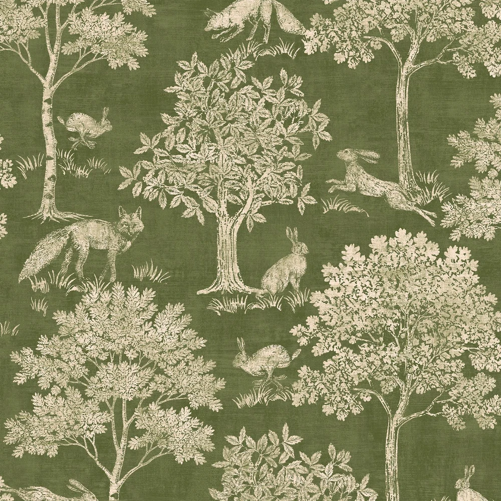 Joules Fox And Hare Olive Green Wallpaper - 145391_TILE_FOX AND HARE OLIVE GREEN_01.jpg
