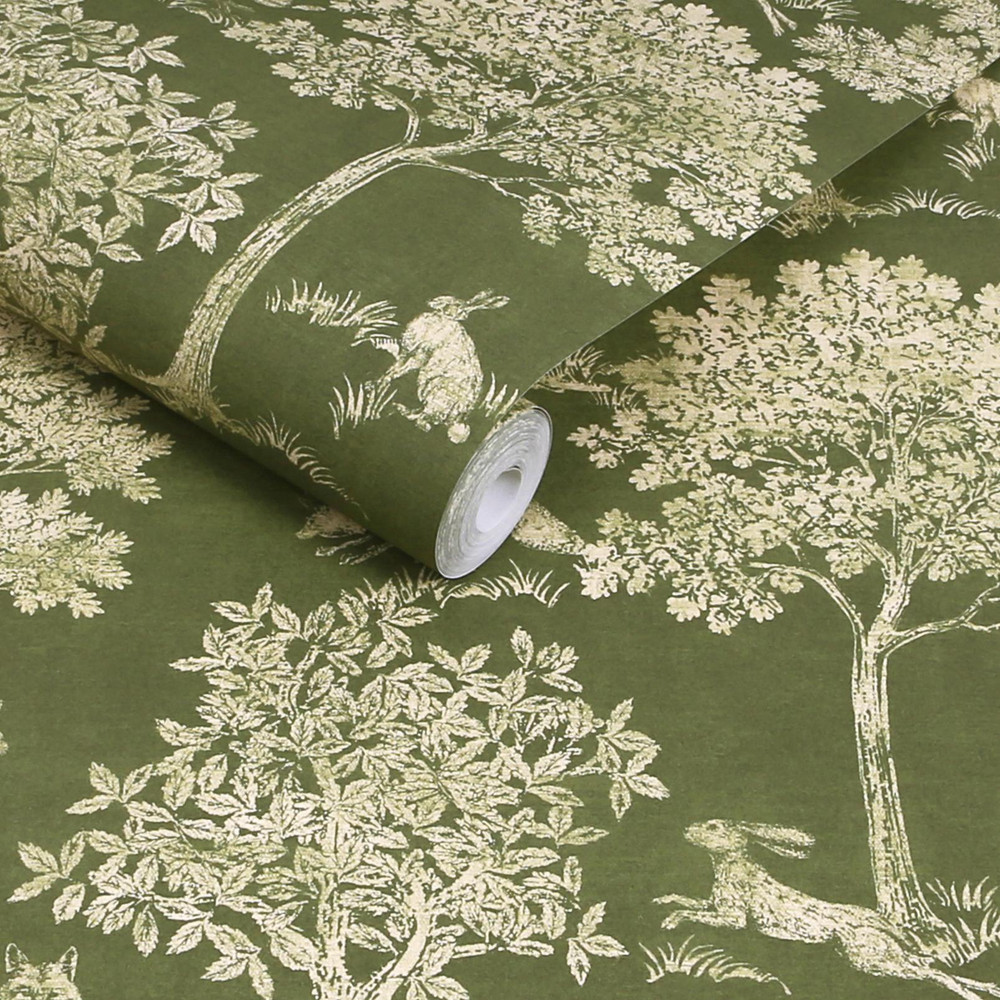 Joules Fox And Hare Olive Green Wallpaper - 145391_ROLLSHOT_FOX & HARE OLIVE GREEN_01.jpg
