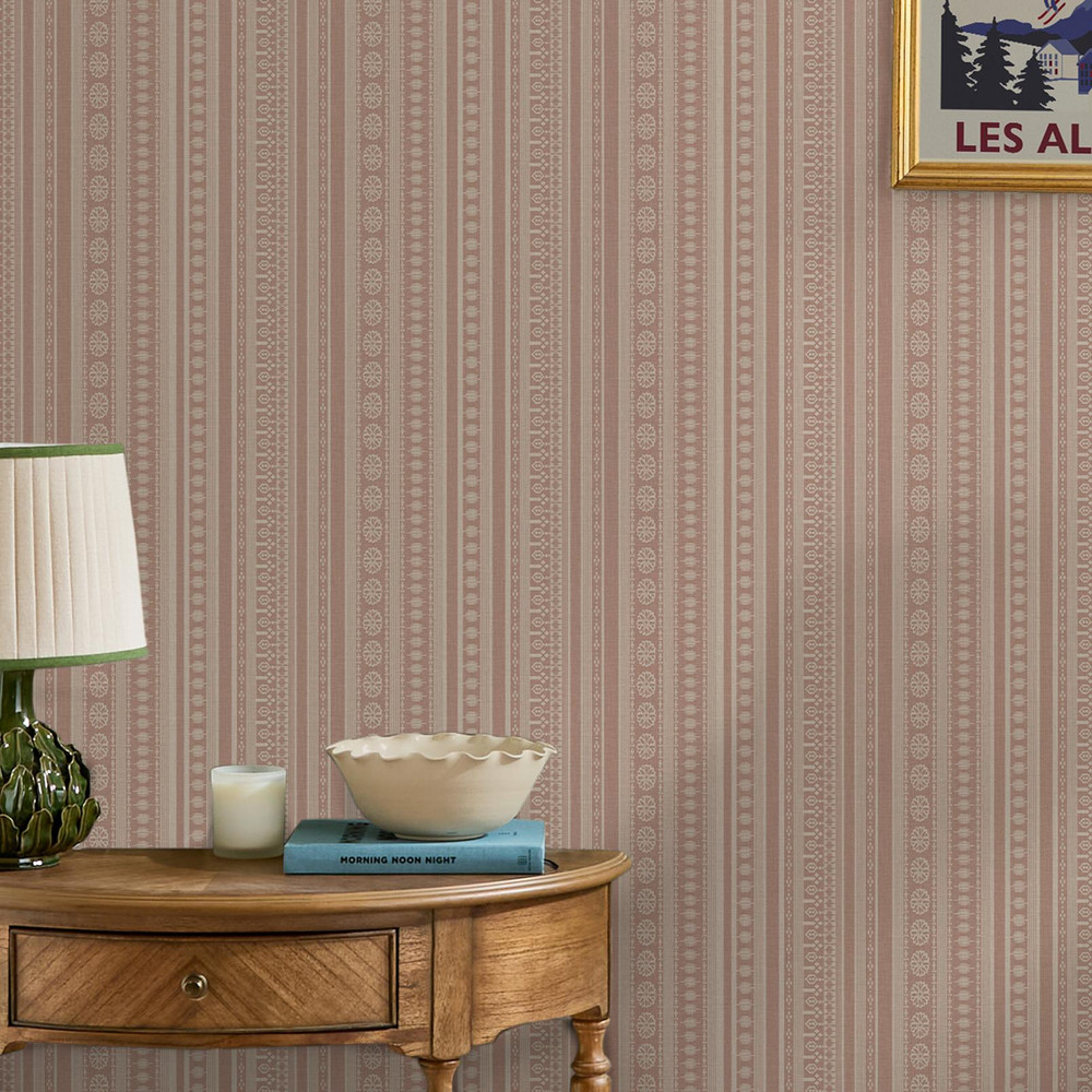 Joules Decorative Stripe Pink Wallpaper - 145381_ROOMSET_DECORATIVE STRIPE PINK_02.jpg