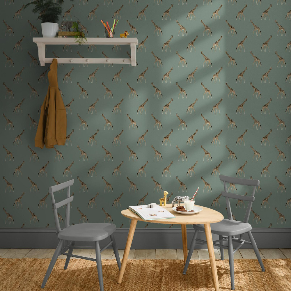 Sophie Allport Giraffe Heritage Teal Wallpaper - 146863_ROOMSET_GIRAFFE HERITAGE TEAL_01.jpg
