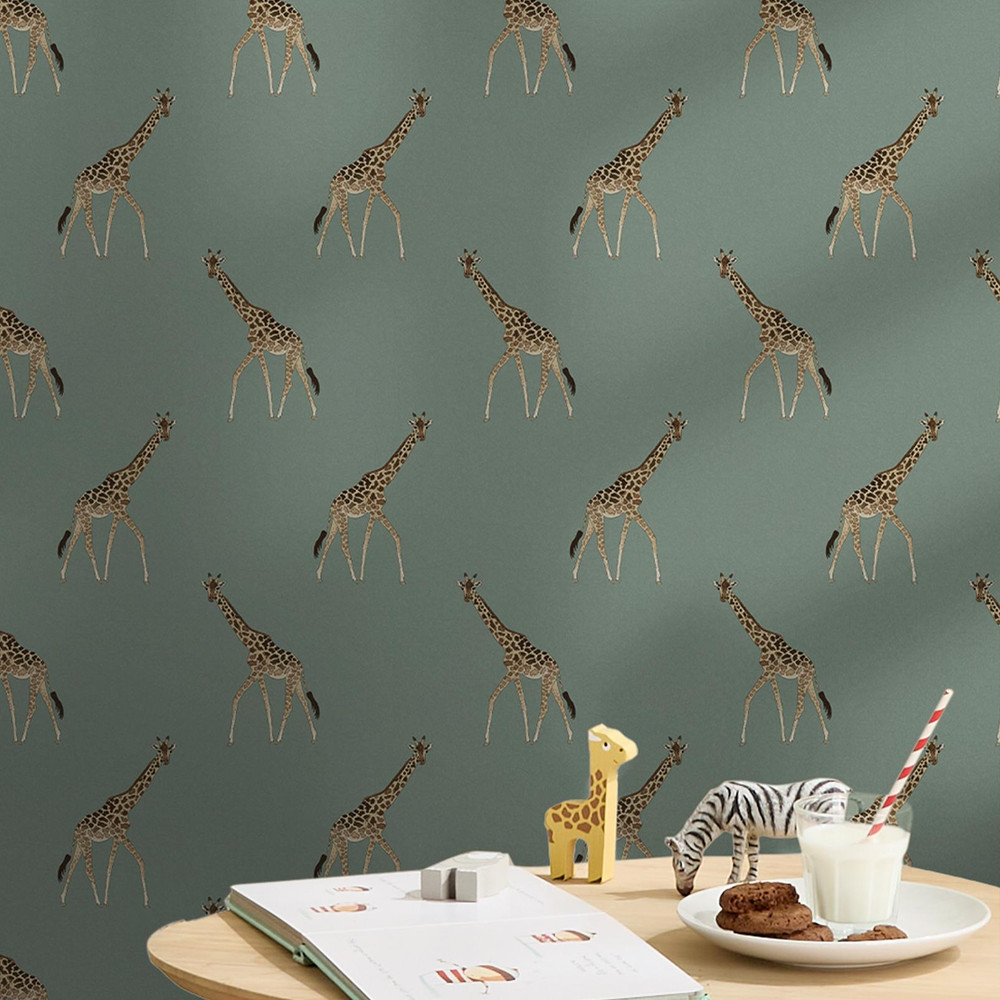 Sophie Allport Giraffe Heritage Teal Wallpaper - 146863_ROOMSET_GIRAFFE HERITAGE TEAL_02.jpg