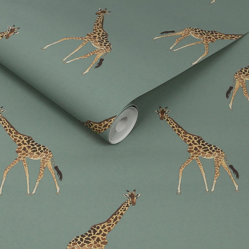 Sophie Allport Giraffe Heritage Teal Wallpaper - 146863_ROLLSHOT_GIRAFFE HERITAGE TEAL_01.jpg