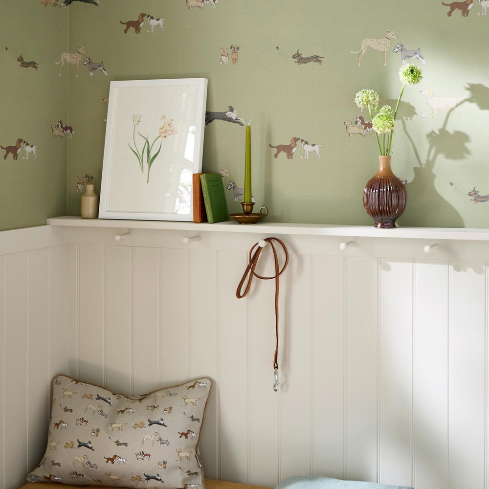 Sophie Allport Doggy Daycare Mossbank Green Wallpaper - 146831_ROOMSET_DOGGY DAYCARE MOSSBANK GREEN_02.jpg