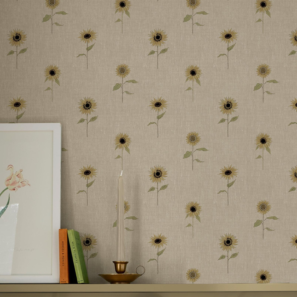Sophie Allport Sunflowers Woven Wicker Wallpaper - 146851_ROOMSET_SUNFLOWERS WOVEN WICKER_02.jpg