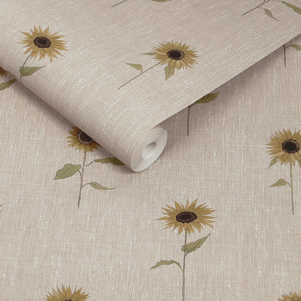 Sophie Allport Sunflowers Woven Wicker Wallpaper - 146851_ROLLSHOT_SUNFLOWERS WOVEN WICKER_01.jpg