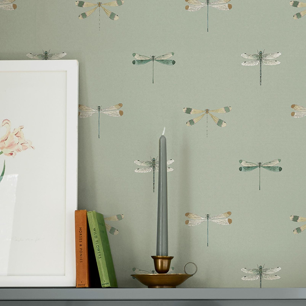 Sophie Allport Watercolour Dragonfly Pale Sprig Wallpaper - 146856_ROOMSET_WATERCOLOUR DRAGONFLY PALE SPRIG_02.jpg