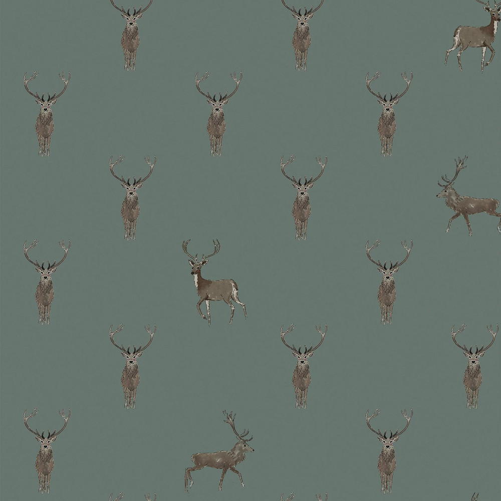 Sophie Allport Highland Stag Dark Heritage Teal Wallpaper - 146853_TILE_HIGHLAND STAG DARK HERITAGE TEAL_01.jpg