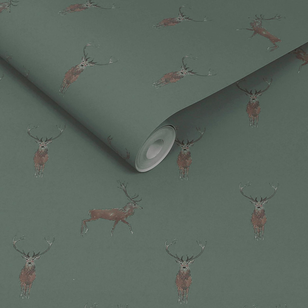 Sophie Allport Highland Stag Dark Heritage Teal Wallpaper - 146853_ROLLSHOT_HIGHLAND STAG DARK HERITAGE TEAL_01.jpg