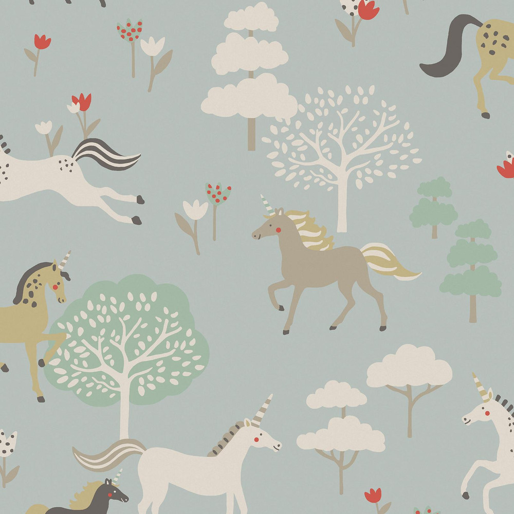 Sophie Allport Forest Ponies Witham Blue Wallpaper - 146840_TILE_FOREST PONIES WITHAM BLUE_01.jpg