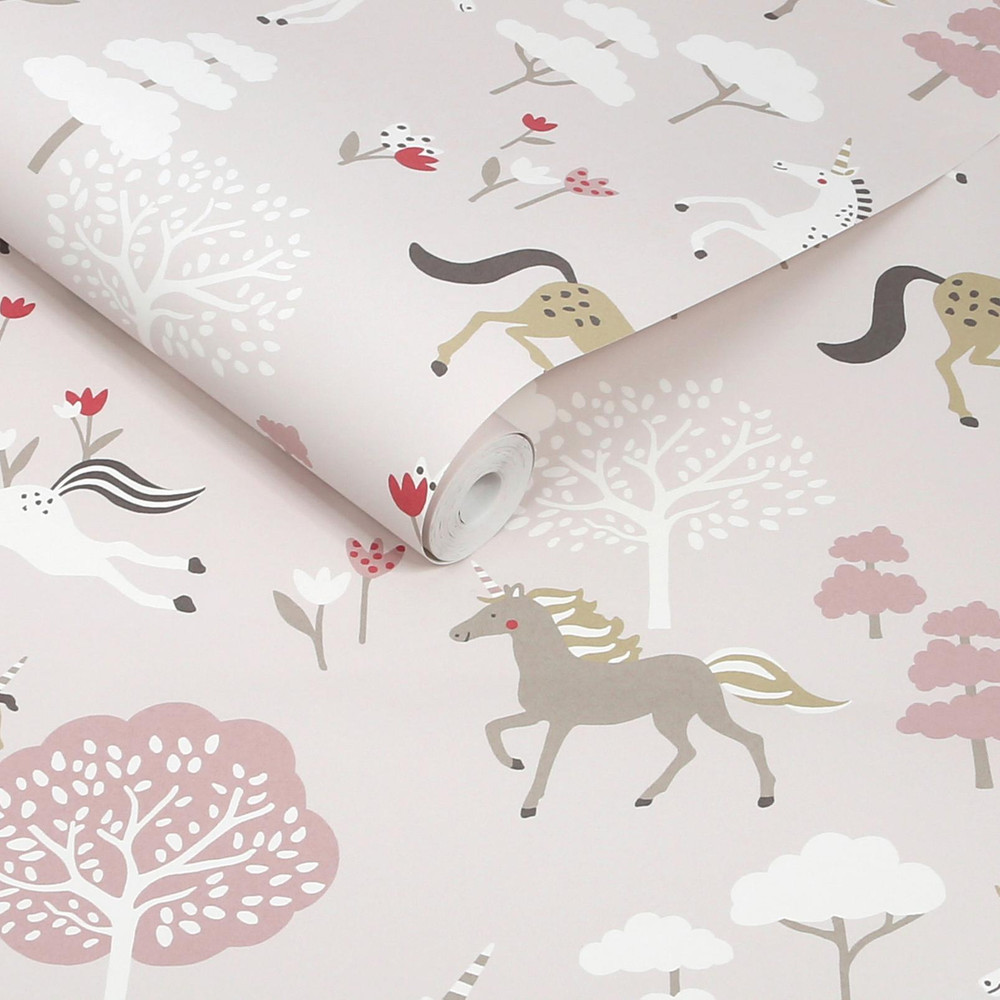 Sophie Allport Forest Ponies Chalk Blush Wallpaper - 146841_ROLLSHOT_FOREST PONIES CHALK BLUSH_01.jpg