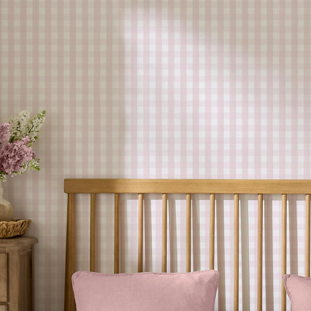Hattie Gingham Pink Wallpaper - 145477_ROOMSET_HATTIE_GINGHAM_PINK_02.jpg