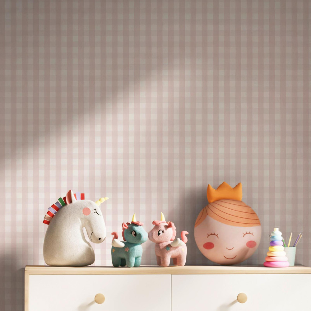Hattie Gingham Pink Wallpaper - 145477_ROOMSET_HATTIE_GINGHAM_PINK_04.jpg