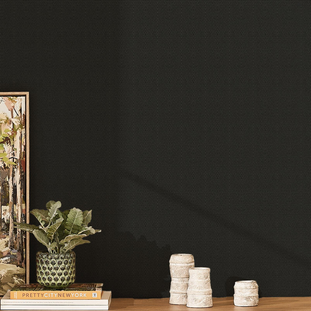 Next Herringbone Charcoal Wallpaper - 146884_ROOMSET_HERRINGBONE CHARCOAL_01.jpg