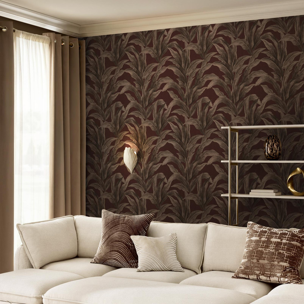 Next Glamtique Leaf Damson Wallpaper - 146891_ROOMSET_GLAMTIQUE LEAF DAMSON_01.jpg