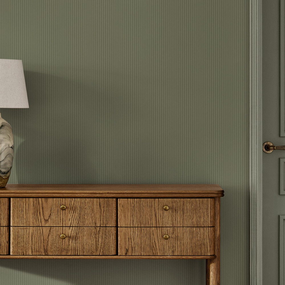 Next Deep Green Ticking Stripe Wallpaper - 146879_ROOMSET_DEEP GREEN TICKING STRIPE_01.jpg