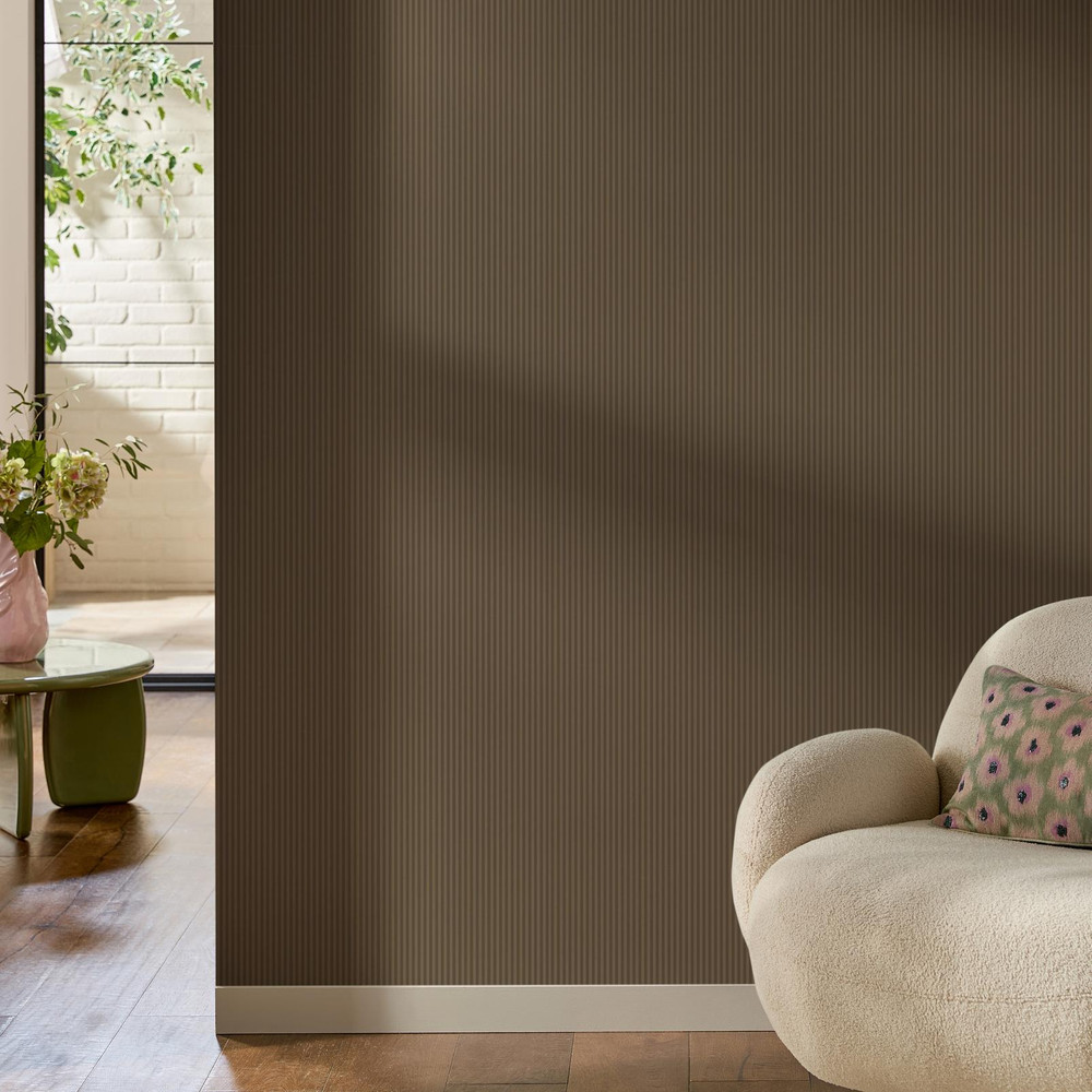 Next Mocha Ticking Stripe Wallpaper - 146880_ROOMSET_MOCHA TICKING STRIPE_01.jpg