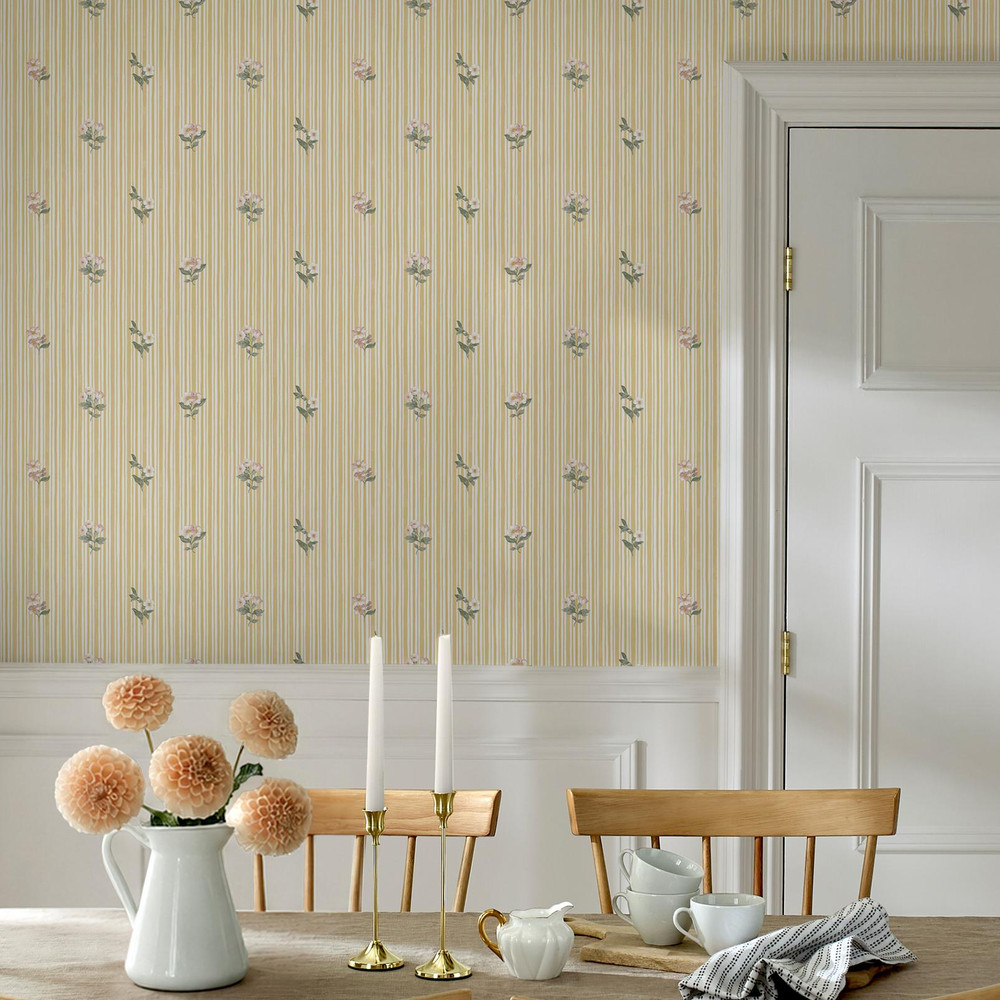 Martha Stewart Garden Stripe Ochre Wallpaper - 146816_ROOMSET_GARDEN STRIPE OCHRE_02.jpg