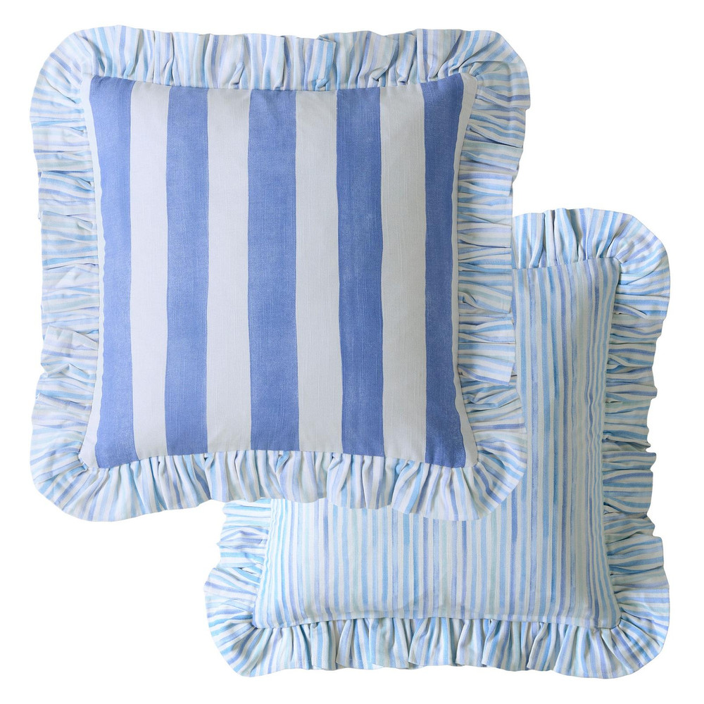 Bluebellgray Sunday Stripe Blue Cushion - BGSUNSTR0141_CUTOUT__01.jpg