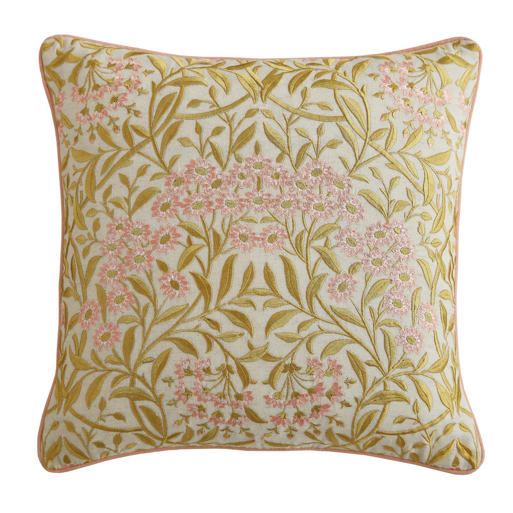 William Morris Michaelmas Daisy Brick Pink Gold Cushion - WMMICH0141_MAINTILE_MICHAELMAS_DAISY_BRICK_PINK_GOLD_CUSHION_01.jpg