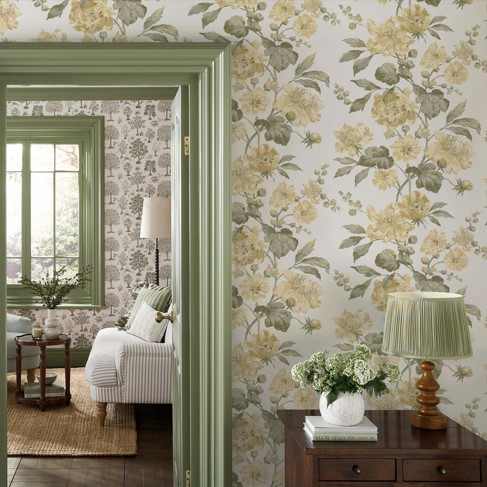 Laura Ashley Romilly Butter Yellow Wallpaper - 146950_ROOMSET_ROMILLY BUTTER YELLOW_01.jpg