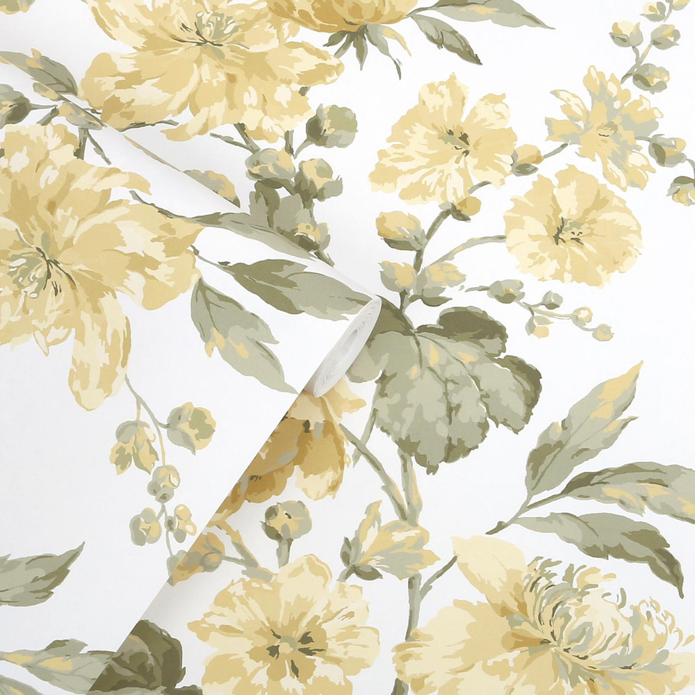 Laura Ashley Romilly Butter Yellow Wallpaper - 146950_ROLLSHOT_ROMILLY BUTTER YELLOW_01.jpg