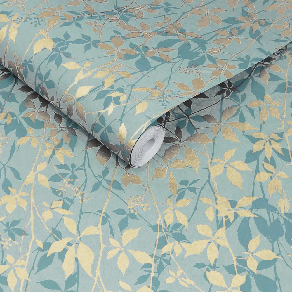 Clarissa Hulse Virginia Creeper Powder Blue & Gold Wallpaper - 147011_ROLLSHOT_VIRGINIA CREEPER_POWDER BLUE & SOFT GOLD_01.jpg