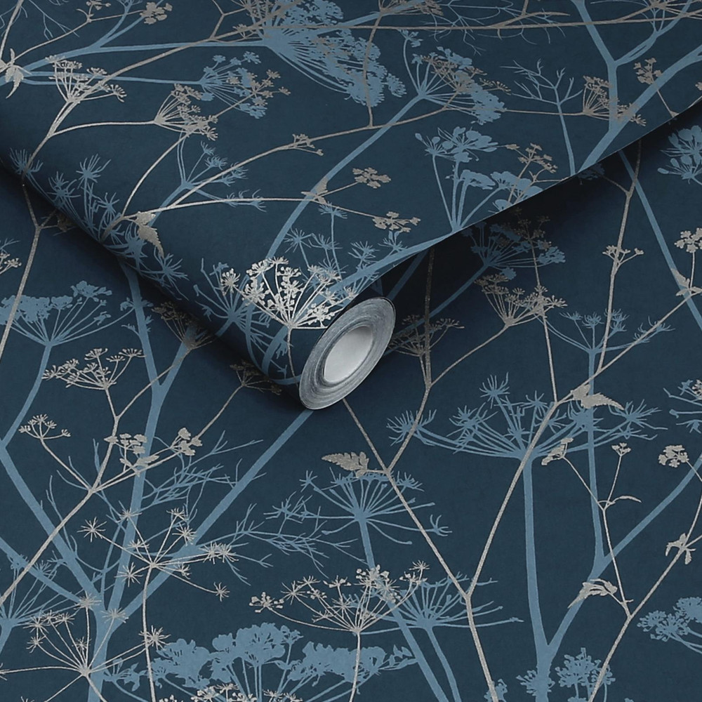 Clarissa Hulse Wild Chervil Navy & Silver Wallpaper - 147003_ROLLSHOT_WILD CHERVIL NAVY & SILVER_01.jpg