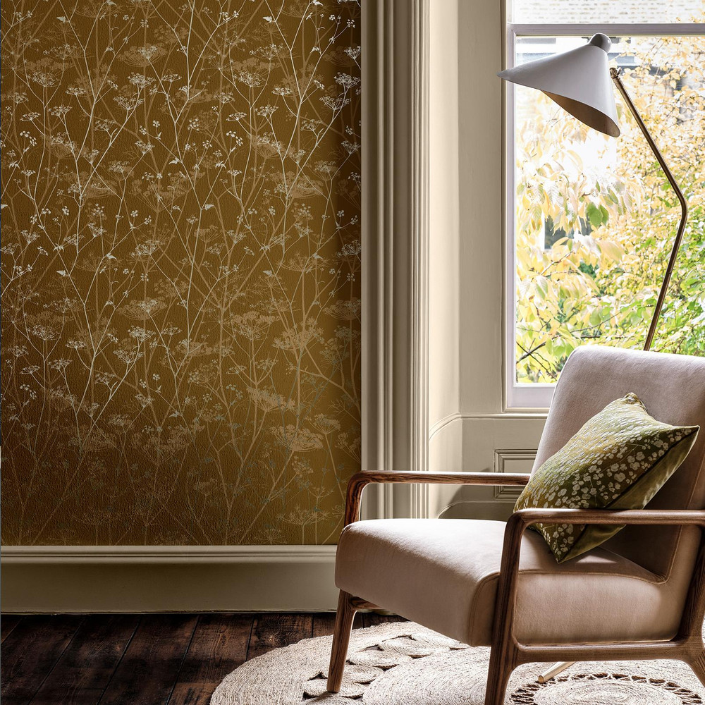 Clarissa Hulse Wild Chervil Mustard & Pewter Wallpaper - 147004_ROOMSET_WILD CHERVIL MUSTARD & PEWTER_01.jpg