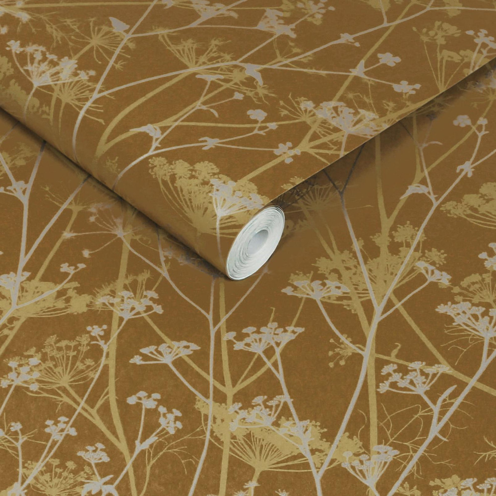Clarissa Hulse Wild Chervil Mustard & Pewter Wallpaper - 147004_ROLLSHOT_WILD CHERVIL MUSTARD & PEWTER_01.jpg