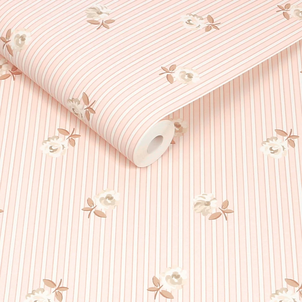 Cath Kidston Rose Spaced Stripe Pink Wallpaper - 149133_ROLLSHOT_ROSE SPACED STRIPE PINK_01.jpg