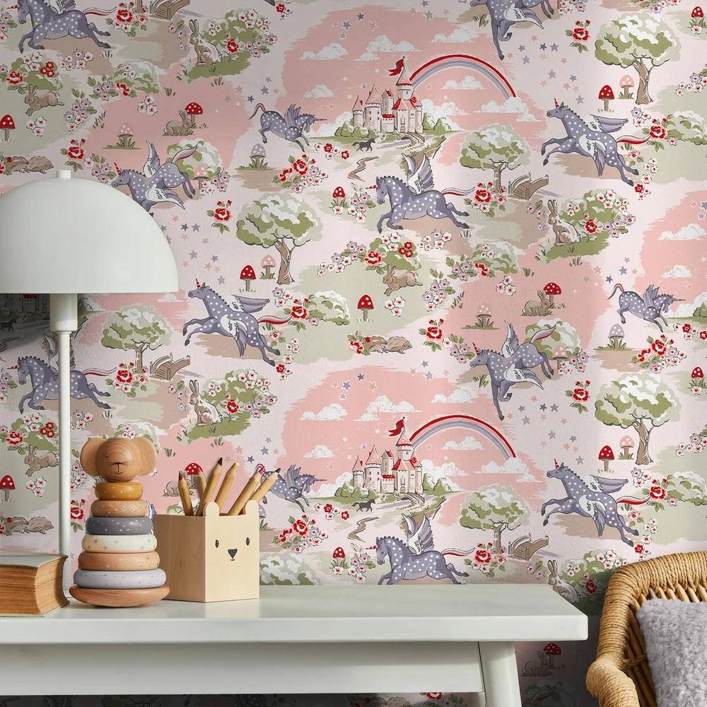 Cath Kidston Unicorn Pink Wallpaper - 149148_ROOMSET_UNICORN PINK_01.jpg