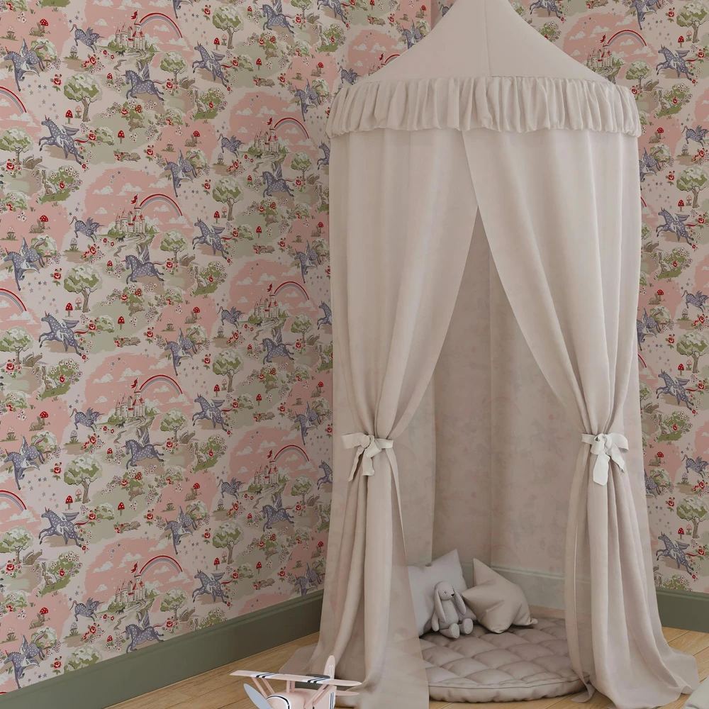 Cath Kidston Unicorn Pink Wallpaper - 149148_ROOMSET_UNICORN PINK_02.jpg