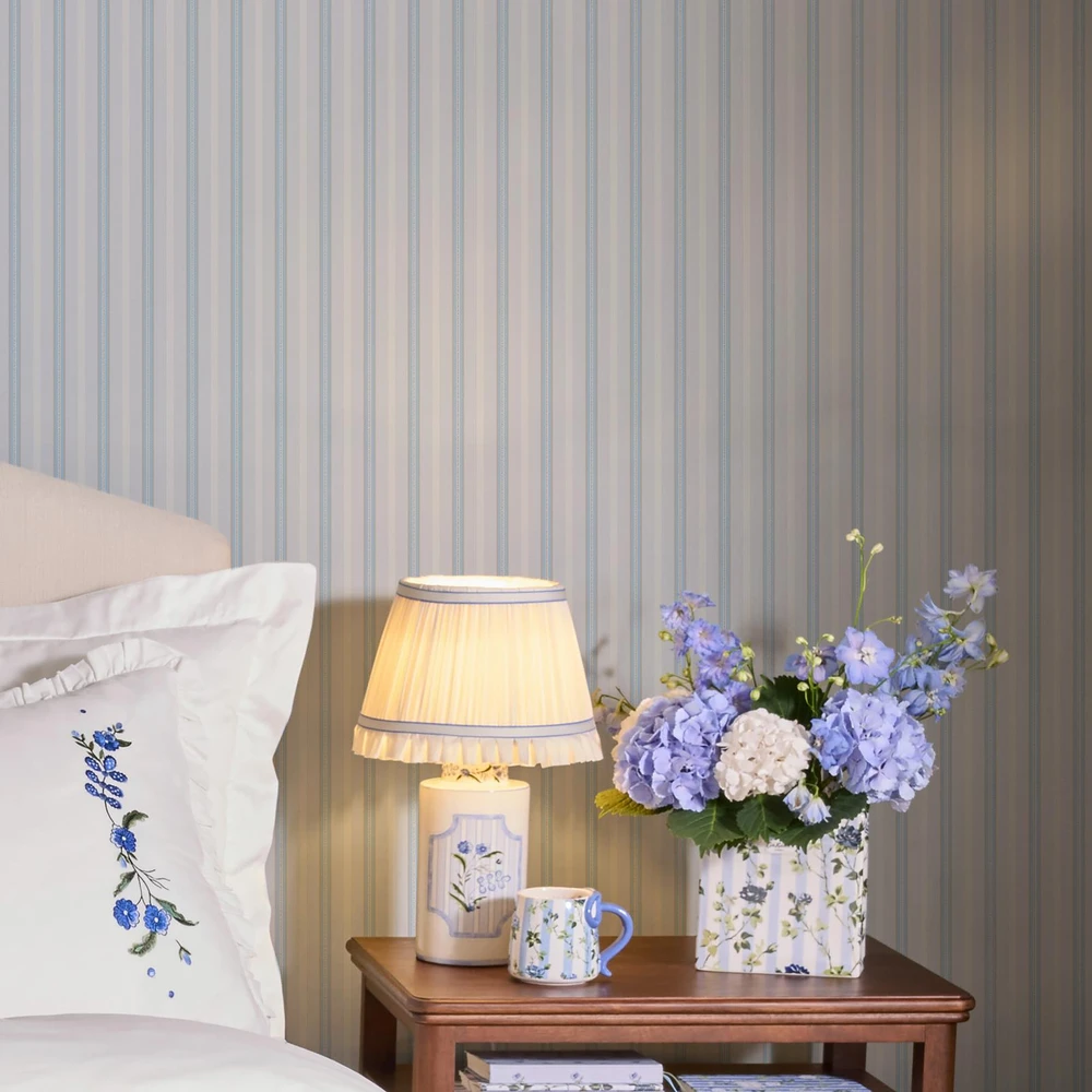 Cath Kidston Stitched Stripe Blue Wallpaper - 149142_ROOMSET_STITCHED STRIPE BLUE_02.jpg
